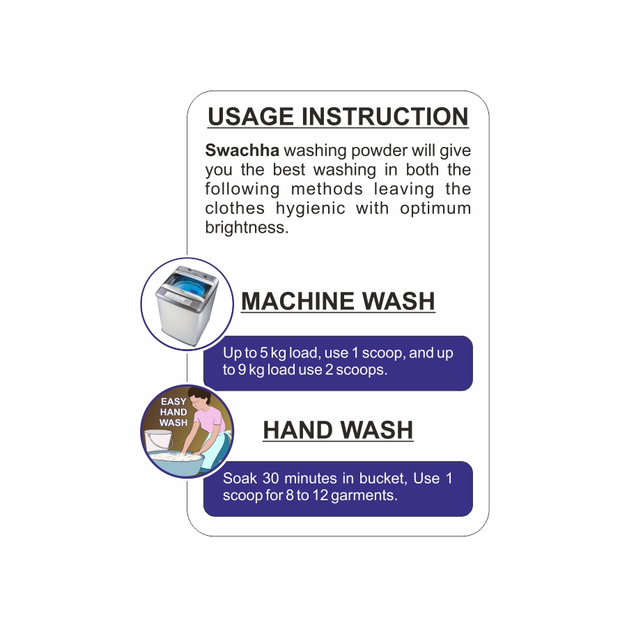 Swachha Glow White ++ 5kg- Usage Swachha Glow White ++ Detergent Powder