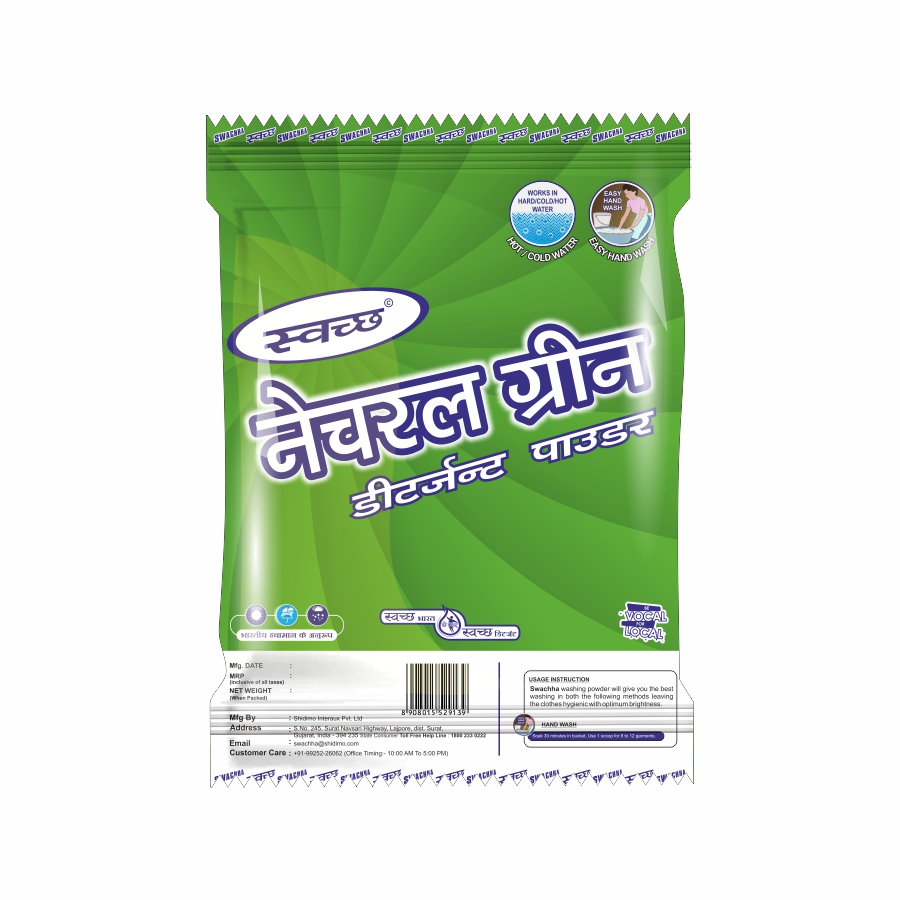 Swachha Natural Green 5kg - Back Swachha Natural Green Detergent Powder